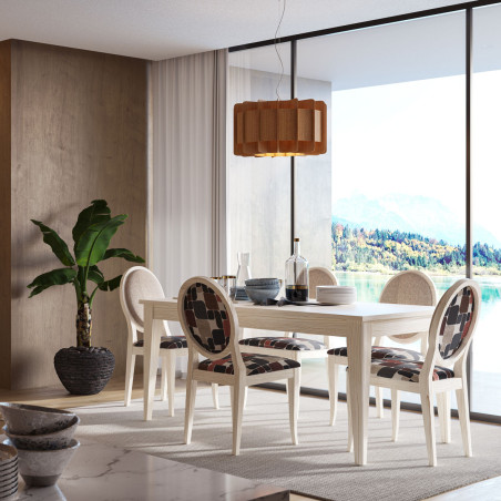Escena De Comedor Elegante Con Sillas Luxor En Blanco Decape