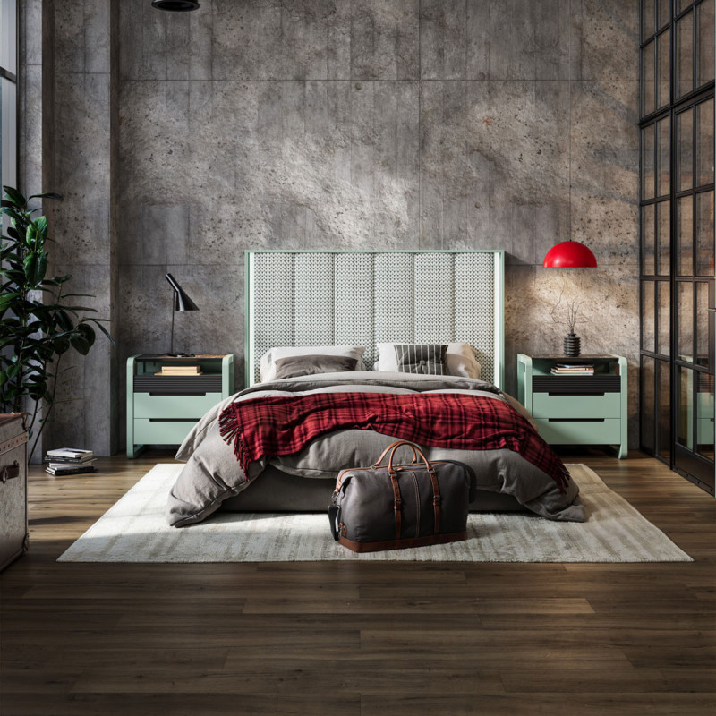 Dormitorio De Diseño Con Cabecero A Juego Y Mesitas Berna