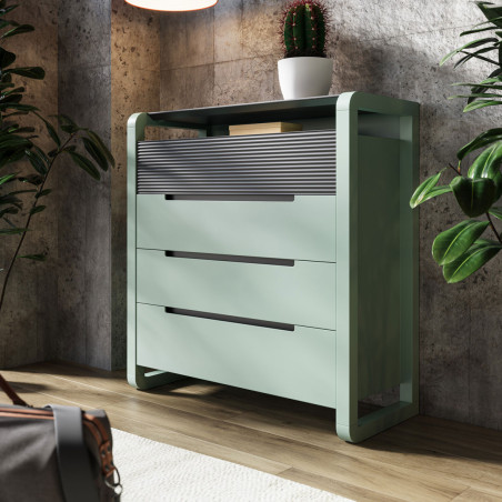 Cómoda Berna En Acabado Verde Salvia Para Un Dormitorio Natural