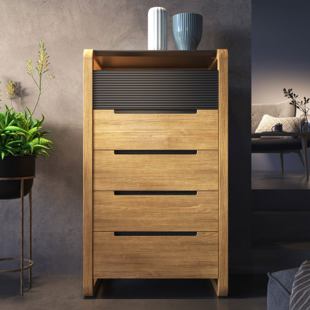 Sinfonier Berna En Acabado De Madera Natural Para El Dormitorio