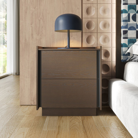 Mesita de Noche Praga de Madera Oscura para un Dormitorio Moderno y Elegante