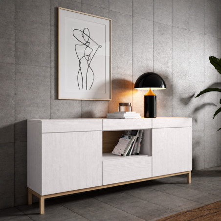 Aparador moderno colección Zoe de 180 cm con patas rectas de madera de 180 cm.
