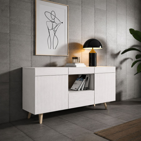 Aparador moderno colección Zoe de 180 cm con patas despuntadas de madera 150 cm.