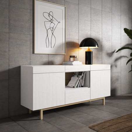 Aparador moderno colección Zoe de 180 cm con patas rectas de madera de 150 cm.