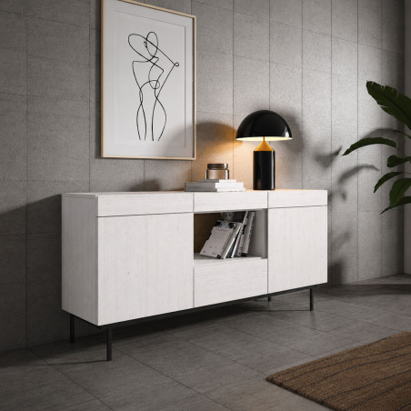 Aparador moderno colección Zoe de 150 cm con patas rectas metálicas de 120 cm.