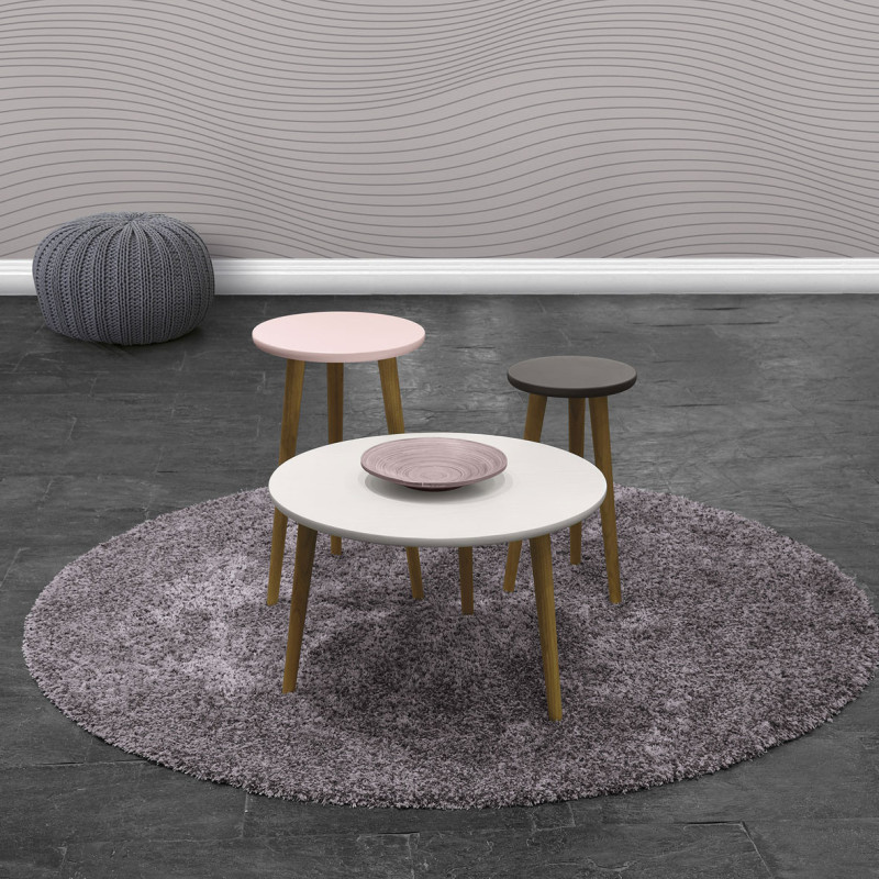 Conjunto de mesas de centro nórdicas redondas para salón moderno