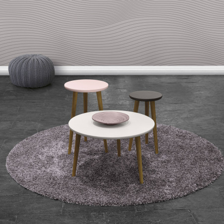 Conjunto de mesas de centro nórdicas redondas para salón moderno