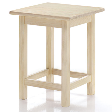 Mesa baja cuadrada con tapa de 50 × 50 cm.