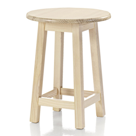 Mesa baja redonda con estructura de cuatro patas.