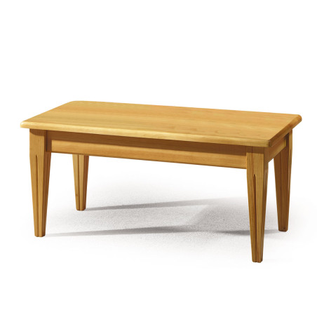 Mesa de centro rectangular con patas inclinadas.