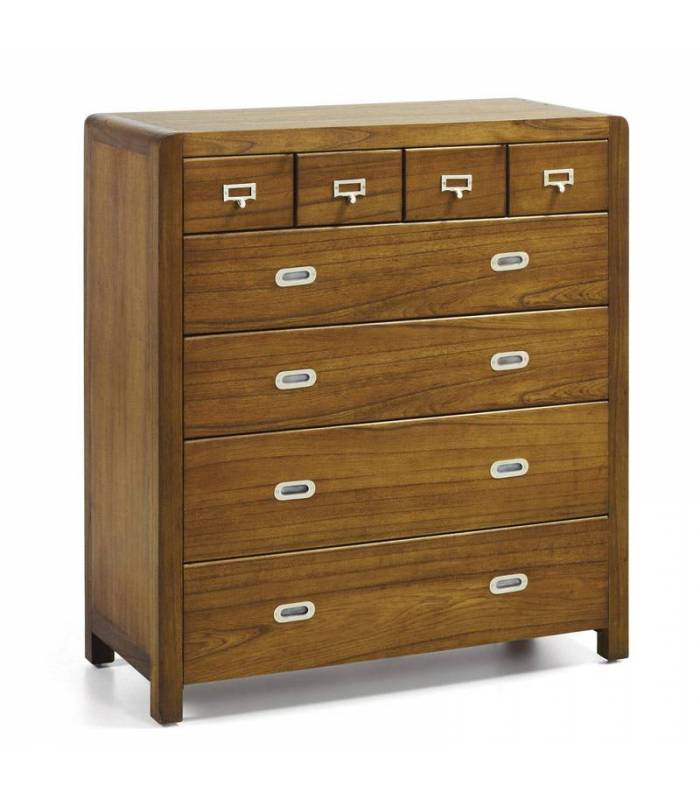 Cómoda de cajones en madera maciza de teca