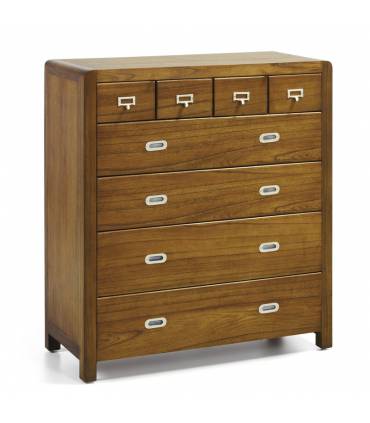 Cómoda de cajones en madera maciza de teca