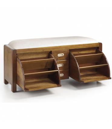 Banco zapatero madera maciza de teka