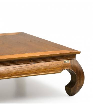 mesa de centro acabada en madera de teka