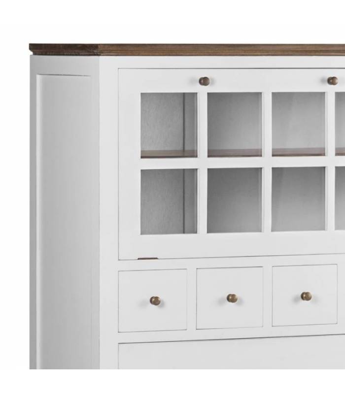 Cómoda blanco y nogal madera maciza de teka
