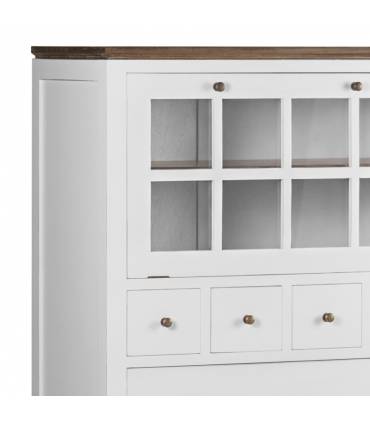 Cómoda blanco y nogal madera maciza de teka
