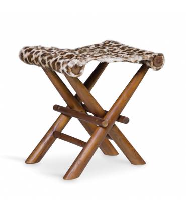 taburete plegable piel leopardo