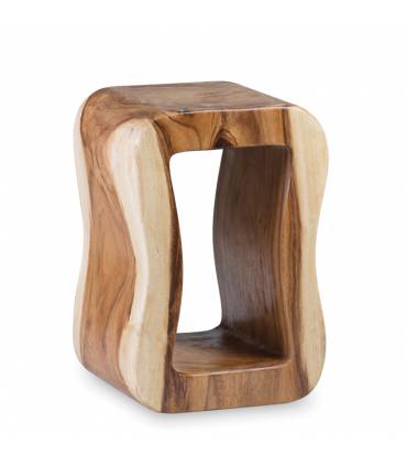 taburete rectangular de tronco estilo rústico