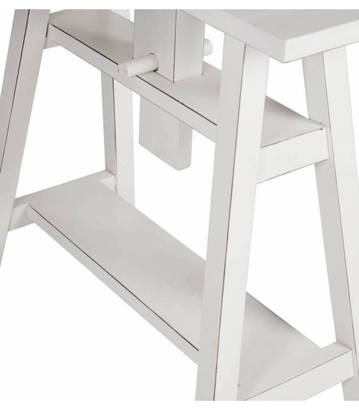 detalle del acabado blanco lacado desgastado para estructura de escritorio