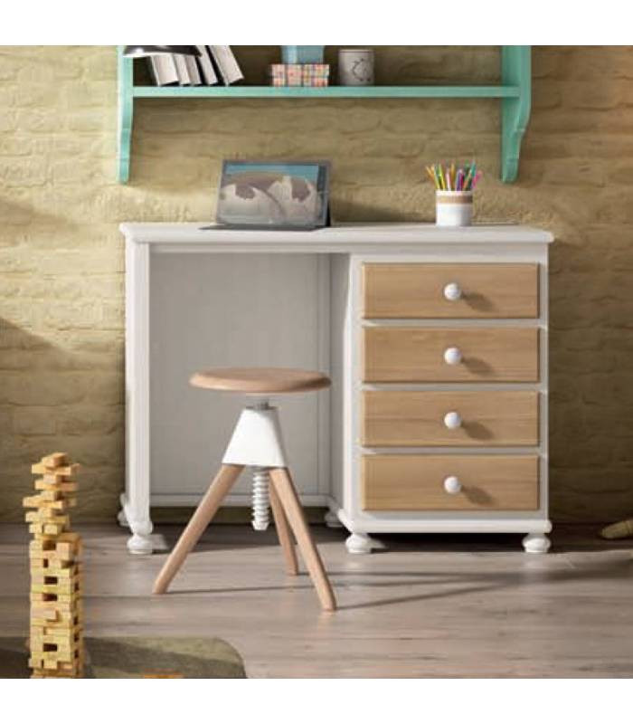 escritorio provenzal de 100 cm. acabado en blanco y caramelo